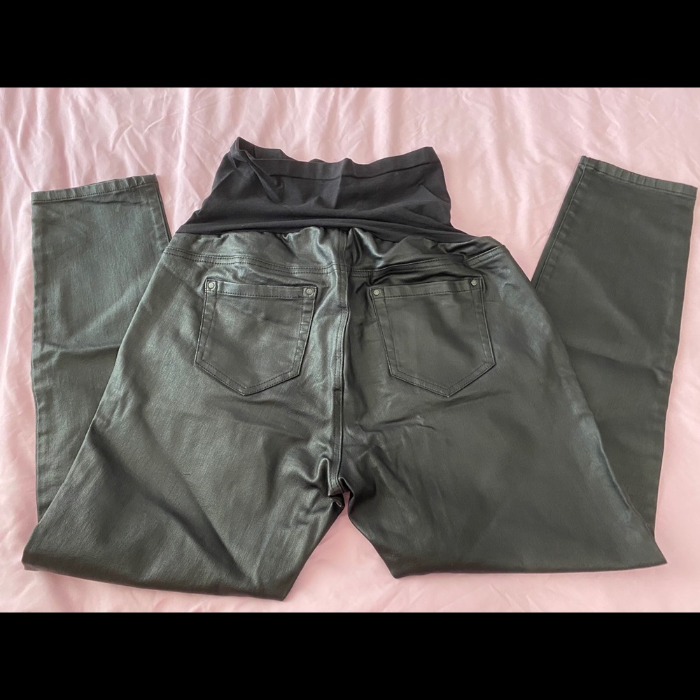Indigo Blue maternity faux “leather” pants